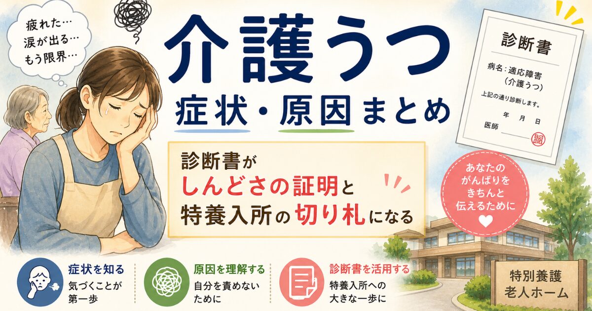 介護うつ 症状・原因まとめ 診断書がしんどさの証明と特養入所の切り札